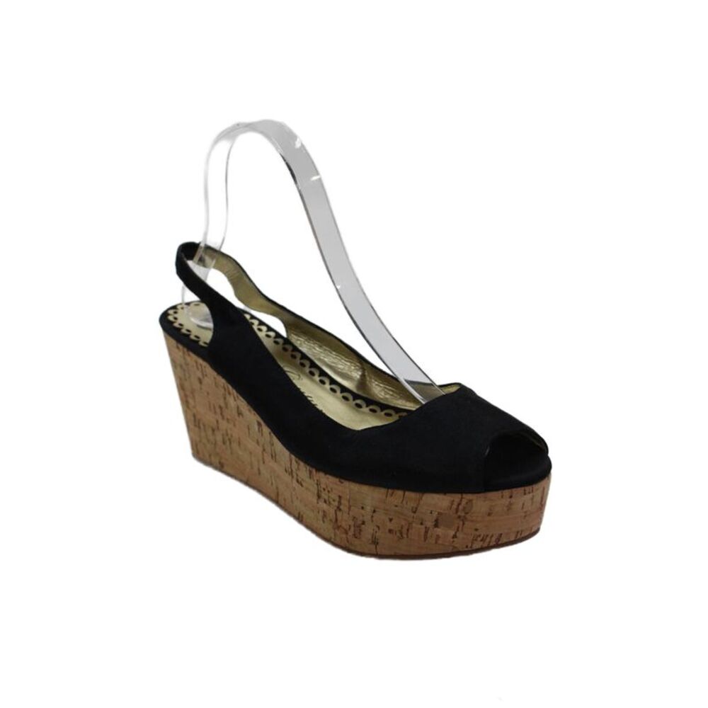 Juicy Couture Womens Open Toe Slingback Platform Wedges Black Size 8